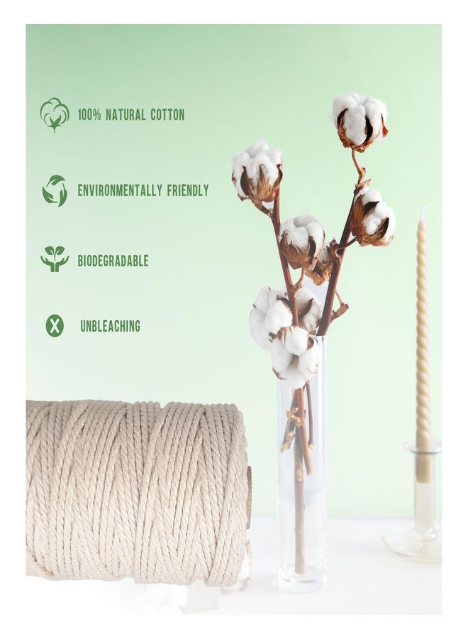 TOWNBUS Macrame Cord 3.5mm | 2 x 50 Meters Natural Soft Cotton Rope | Thread for All DIY - Image 4